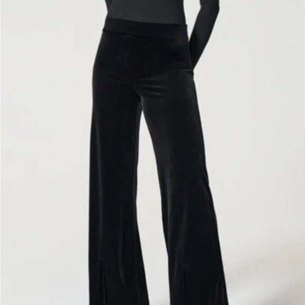 SPANX Black Wide Leg Velvet Pants